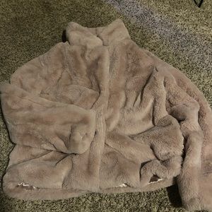 Pink faux fur coat
